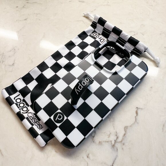 Loopy Case Black and White Checkered Phone Case - Picture 2 of 5